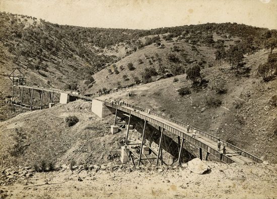 View of the partially completed viaduct over Wattipparringga Creek. (c.1882)