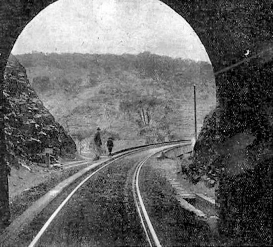 View of the railway line from the mouth of Tunnel No. 2. (c. 1919)
